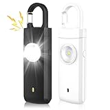 2 Pcs Taschenalarm, Schrillalarm für Frauen, Persönlicher Alarm mit Stroboskop LED Blitzlicht-Signal, Taschenalarm Wiederaufladbar Aufladbar Schrillalarm für Frauen/Kinder/Senioren