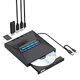 Psdndeww Dünner externer USB-3.0-Typ-C-Disc-Player mit 7 Anschlüssen, schnelle Geschwindigkeit, kompatibel mit Laptops, Desktops und mehr