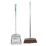 Healeved Haushaltsbesen und Kehrschaufel Satz Edelstahl Handlicher Handbesen mit Breiter Tiefer Schaufel für Zuhause und Büro Robuste Kehrgarnitur für Effektive Bodenreinigung