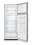 Gorenje RF414EPS4 Doppeltürkühlschrank mit Gefrierteil oben, 165 Liter Kühleil, 41 Liter Gefrierteil, LED Innenbeleuchtung, Energieeffizienzklasse E, 143,6cm x 55cm, silber