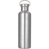 Trinkflasche Edelstahl 1L, Isolierte Thermosflasche für Sport, BPA-Frei Auslaufsicher Metall Wasserflasche für heiße & kalte Getränke, Outdoor Trinkflasch für Büro, Sport, Schule, Fitness