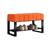 Bettbank, mit Stoff gepolsterter Schuh-Organizer für Eingangsbereich, Schlafzimmer, Wohnzimmer, unterstützt 136 kg, stilvolle Fußstütze und Schuhregal