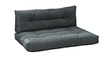 Traumnacht Outdoor Palettenauflage mit Schaumstoffstäbchen gefüllt, Palettenkissen, Palettenpolster Palettenmöbel Palettensofa 2er Set (Sitz+Rücken), anthrazit