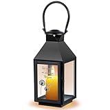 Nezyo Grablaterne Wetterfest Friedhof Laterne Windlicht Outdoor 26,5 cm Schwarz Metall Laternen Vintage Windlicht für Kerzen Grabschmuck mit 2 Blatt für Immer in Unseren Herzen Aufkleber