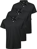 Star Vibe 3er Pack Polo Shirts männer polohemd atmungsaktive Herren Poloshirt Kurzarm funktions Poloshirt Herren Kurzarm Black/Black/Black 3XL