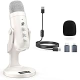 zealsound USB-Mikrofon, k66 perlweißes Podcast-Mikrofon