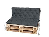 TexDeko® Garden Palettenauflage 120x60cm mit Rückenlehne wasserabweisend UV - beständig Premium Sitzkissen gesteppt für Europaletten Palettenkissen Palettenpolster (Anthrazit)