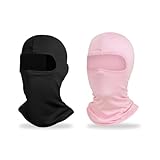 EUPSIIU 2 Stück Sturmhauben, Gesichtshaube, Hals Gaiter, Sonnenhaube, Sturmmaske für Damen Herren, UV Schutz Gesichtshaube für Motorrad, Fahrrad, Angeln (Schwarz, Rosa)