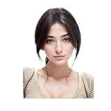 7 * 9 Cm Randloses Design Spitzen-Echthaar-Topper For Frauen, Clips In Falschem Pony, Flauschiges Fransen-Haarteil For Abdecken Dünner Werdender Haare Flauschigs und Natürlich(Black Mid Part Bangs)