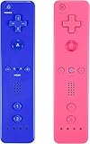 AUFGLO Wii Controller 2 Pack Wii u Remote mit Silikongehäuse und Handgelenksgurt (Pink+Blau)