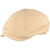 Breiter Herren Schiebermütze Flatcap Schirmmütze Einfarbige 8-Panel Sportmütze Hanf Newsboy Hut Mittelbeige 57