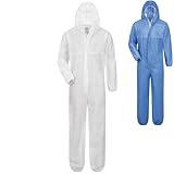 Safetytex SMS Schutzanzug - Einweg Overall - PSA Kat. 3 Typ 5/6 - Partikeldicht & Spritzwassergeschützt - Ideal für Asbest, Sanierung & Industrie - Weiß Gr. XXL (1 Stück)