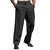 Anzughose Herren Stretch Loose Fit Stoffhose Herren Wide Anzughose Baggy Businesshose Stilvolle Freizeithose Einfarbig Sporthose Mit Taschen Gerade Hose Leichte Luftige Weite Beine Hose