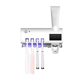 Wandmontierter Zahnbürstenhalter, UV-Licht, 4 automatische Zahnpastensteckplätze, Space-Saving-Organizer für Kinderbad, Maße: 19 x 12,5 x 4,7 cm, hygienische Lagerung, einfache Installation, langlebig