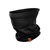 menique Merino Schlauchschal Herren Loop Schal Multifunktionstuch Halswärmer Männer Winddicht Halten Sportschal für Motorrad Laufen Arbeit Ski-Maske Unisex Merinowolle Halstuch Schwarz