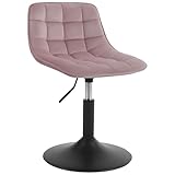 WOLTU Schminktisch Stuhl Hocker für Schminktisch, Schlafzimmer & Esszimmer - Höhenverstellbar, 360° Drehbar mit Rückenlehne, aus Bequemer Samt, Rosa, BH300rs-1
