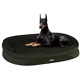 HMTOPE Orthopädisches Hundebett, Hundesofa, Vierseitiges Nackenrolle Kissen, rutschfeste Unterseite Hundekorb, Abnehmbar und Waschbar, Grosse Hunde, 122 x 90 x 19 cm, Olivgrün