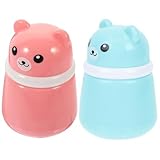TOGEVAL 2 Stück Pack Babypuderbehälter mit Bärenmotiv Kompakt und Bruchsicher Puderquasten Etui für Loses Talkumpuder Praktischer Reise Puderbehälter für Babys