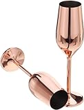 FOOLS ALIBAI Sektgläser Edelstahl 200 ml rose gold,champagner gläser 2er set moet, Cocktailgläser Jahrestag,Edelstahl hochzeit sektgläser glas prosecco gläser