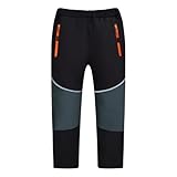 MEILONGER Jungen Mädchen Schneehose Kinder Skihose Wanderhose Softshellhose Outdoorhose Winddicht Warm Snowboardhose Winter Thermohose Trekkinghose(Schwarz Grau,158-164)