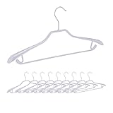 Relaxdays Anzugbügel, 10er Set, breite Schulterauflage, rutschfest gummiert, Hosenstange, Haken, Kleiderbügel, hellgrau