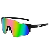 BECILES Sonnenbrille Fahrradbrille,Herren Damen Sportbrille Fahrradbrille,Schutzbrille Sonnenbrille Anti-Uv für Outdooraktivitäten Wie Radfahren Laufen Klettern Autofahren Angeln Golf Ski im Freien