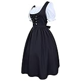 Sommerkleider für Damen, Mädchen, Drindl, bayerisches Kostüm, Biertavernenkleid, Damenkleid, Midi-Kleider für Damen, Schwarz , M
