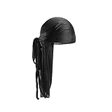 Treer Unisex Sport Kopfbedeckung Kopftuch, Seide Durag Einfarbig Atmungsaktiver Radfahren Bandana Fahrrad Motorrad Piratentuch Stirnband Biker Hat Laufen Mütze (schwarz,Einheitsgröße)