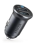 Anker 24W Car Charger Ladegerät, Mini Autoladegerät, 4.8A Duales USB Mit Blauem LED-Licht, Kompatibel Mit iPhone15/14/13, iPad Pro/Air 2/Mini, Galaxy und Mehr