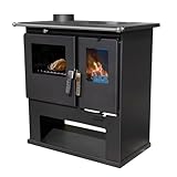 Verso Cs Links Holzverbrennungs-Kochherd - 7.7 kW Leistungsstarker Küchenofen mit traditionellem Flair und moderner Effizienz Schwarz