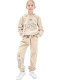 NATUST Kinder Trainingsanzug Jungen Mädchen Sportanzug Kapuzenpullover Bottom Jogging Anzug Khaki 140