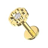 AZARIO LONDON G23 Titan Gänseblümchen Blume mit Zirkonia-Stein-Design, Push-Fit-Top, 18G, 16G, 6 mm, 7 mm, 8 mm, 9 mm, 10 mm, Lippenpiercing – Tragus-Piercing, 16 Gauge ( 1.2mm ) - 7mm Length