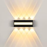 JVURICE LED Wandleuchte Innen IP65, 3000K Wandlampe mit 8 Lichtquellen Up Down, 12W (1200lm) LED Lampe aus Aluminium Für Wohnzimmer, Schlafzimmer, Flur, Treppenhaus, Warmweiß