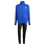 adidas SPORTSWEAR BASIC 3 STRIPES FLEECE TRACKSUIT, Herren Trainingsanzug, semi lucid blue,