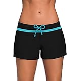 Kfnire Badeshorts Damen Schwimmhose Boardshorts, Basisch Badehose Damen Sommer UV Schutz Kurze Hose Schnell Trocknend Badeshorts für Damen Bikini Hose