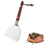 Pfannenwender Edelstahl Grillwender edelstahl Grillspachtel Grillwender Pfannenwender Metall Küchenspachtel groß Klingenmaß für Teppanyaki, Barbecue, Steak, Pizza (Silber)