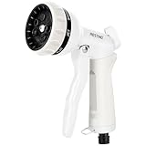 Restmo Gartenbrause, Metall Hochdruck Garten Handbrause, 7-Funktionen Spritzdüse und Einstellbarer Wasserdurchfluss Garten Spritzpistolen Bewässerungspistole für Garten Bewässerung, Autowaschen,Weiß
