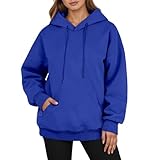 Hoodie Damen Oversize Pullover Kapuzenpullover Sweatjacke mit Tasche Langarm Sweatshirt mit Kapuze Einfarbig Basic Hoody Sport Style Oberteile Casual Übergangsjacke Mantel