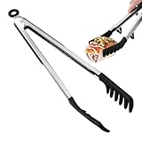 Spaghettizange, Silikon-Spaghettizange für die Küche, 30,5 cm Nudelwerkzeug mit Edelstahlgriff für Restaurant, Grillen, Kochen, Buffet, Camping, Grillen