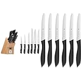 WMF Messerblock mit Messerset 7-teilig & Classic Line Frühstücksmesser Set 6-teilig, 23 cm, Brötchenmesser Wellenschliff, Brotzeitmesser, Spezialklingenstahl, Kunststoffgriff, schwarz