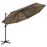 UJCHVHN Lawn & Garden Sonnenschirm mit 4 Etagen und Aluminiumstange, Taupe, 3 x 3 m, Outdoor Living