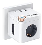 Steckdosenwürfel ohne Kabel, 3 Fach Mehrfachsteckdose mit USB C, 3680W Steckdosenadapter Cube Mehrfachstecker, 6 in 1 USB Würfel Steckdosen Steckdosenleiste mit Schalter für Büro Hause Reisen, Weiß