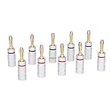 Yechiry 24.000 Gold Bananenstecker, 10pcs Dual Screw Laut Lautsprecheranschluss mit Farbcodierten Ferrulen, Reines Kupfer Nicht Magnetisch für Lautsprecherdrähte, Heimkino