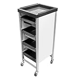 Mobiler Friseurwagen mit Rollen, 4 Schubladen, Beauty-Wagen für Haarstylisten, Retro, Friseursalon, Aufbewahrungslösungen (weiß)