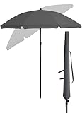 Menz Strandschirm, inkl. Hülle - UPF 50+ Sonnenschirm Strand, Strandschirm windfest stabil, Gartenschirm, Sonnenschirm Balkon 180 cm, Balkon-Schirm in Anthrazit