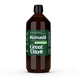 GreatVita Rizinusöl 1 Liter - 100% reines kaltgepresstes Öl, nativ Ph. Eur., Wimpern Serum, Haaröl, natürliche Haarpflege - Aufdruck kann variieren