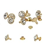 200 Sets Strassnieten Kristallnieten Metall Doppelkappe Nieten Tasche Kleidung Ledernieten Kupfernieten 5-11.2mm Ziernieten für Leder Gurt Handtaschen Lederne Dekoration DIY Handwerk,Gold F,10mm