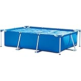 HJDQMDHA Familienpool Rechteckiger Rohrständerpool, Familienpool mit einfach zu montierendem Metallrahmen, Sommerwasserparty-Hinterhofpool 300 * 200 * 61 cm Aufstellpool