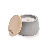 Betonfeuer® - Das Original der Beske-Manufaktur | Modell 'Steller' Ø14cm mit Dauerdocht | Wiederbefüllbare Fackel | Unendliche Brenndauer | (Ohne Nachfüllwachs, Löschbrett aus Holz)