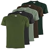 ALPIDEX Herren T-Shirts 5er Set Rundhals einfarbig S M L XL XXL 3XL 4XL 5XL, Größe:XXXL, Farbe:Forest